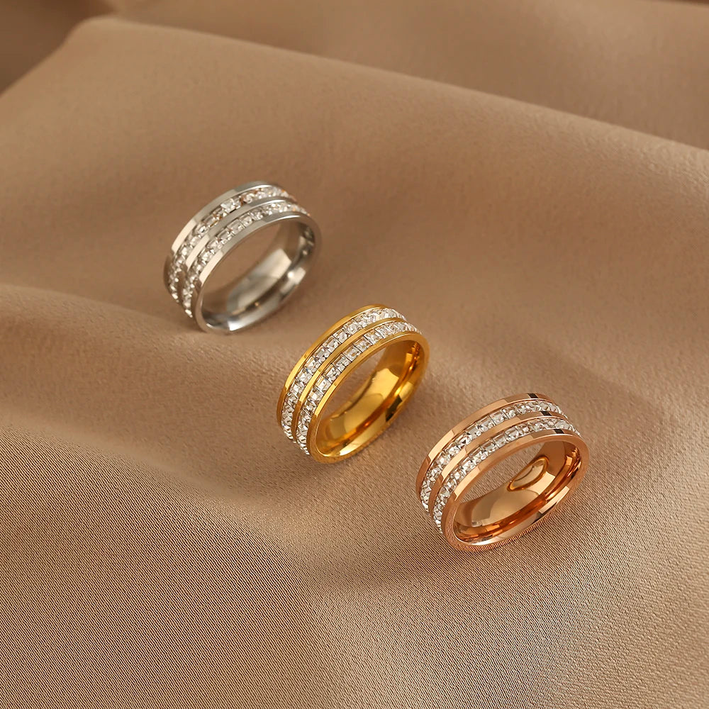 Single/Double Row Zirconia Stainless Steel Ring