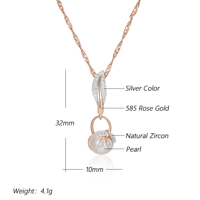 Leaves Pearl Pendant Necklace